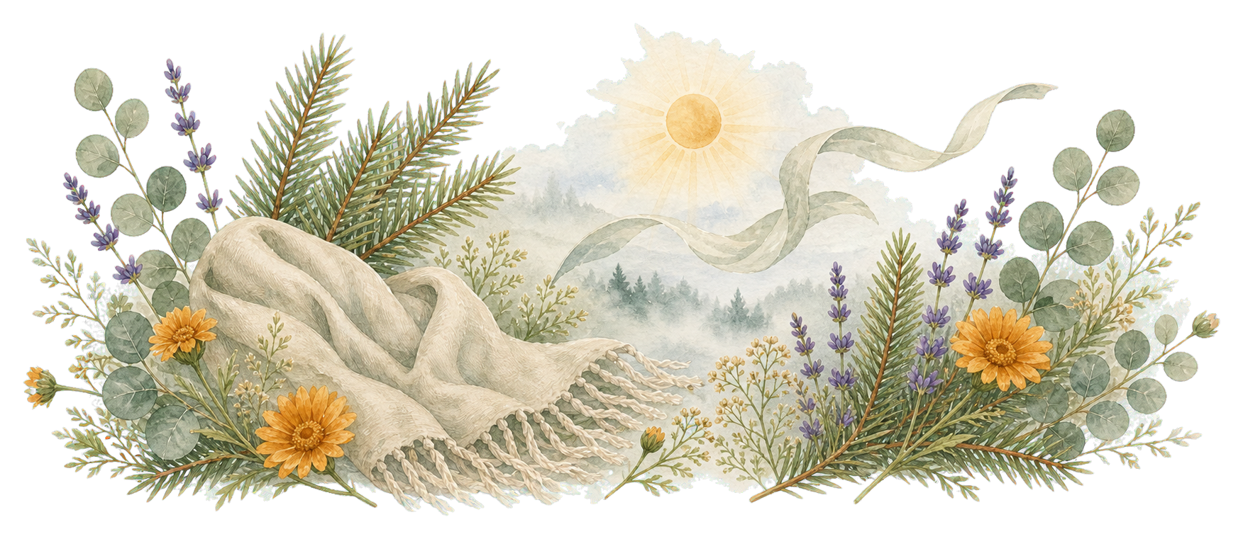 Watercolor shawl, breeze, sunshine, and flowers