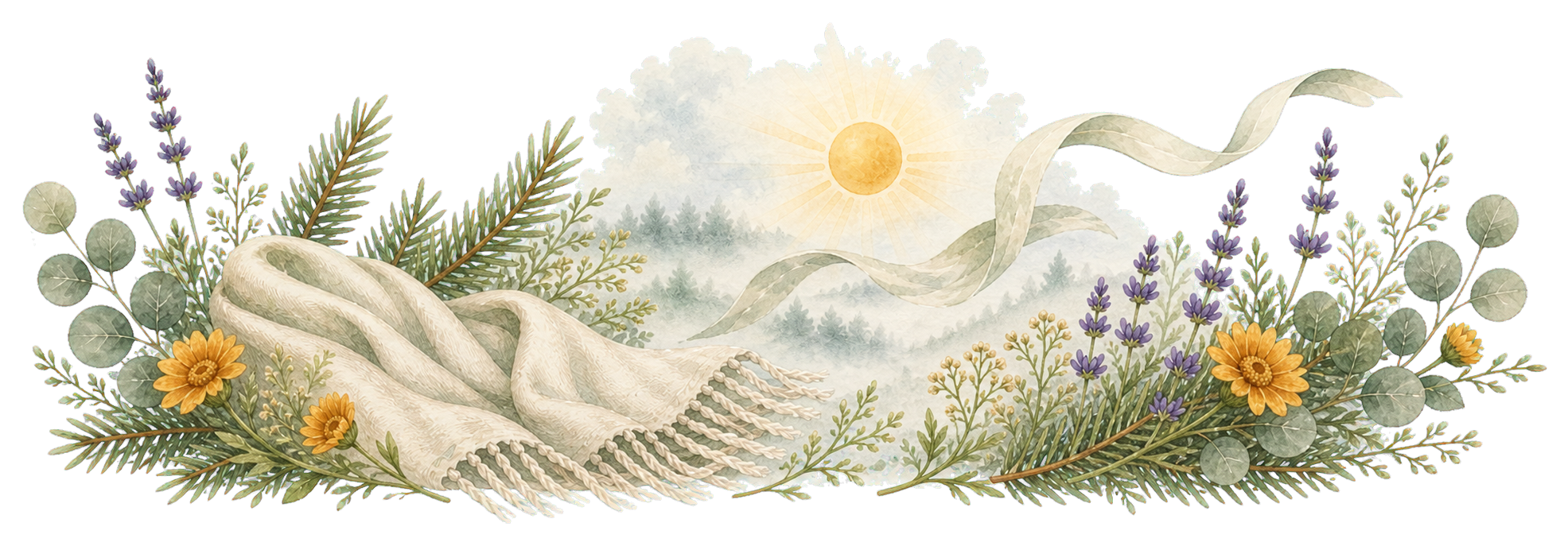 Watercolor shawl, breeze, sunshine, and flowers